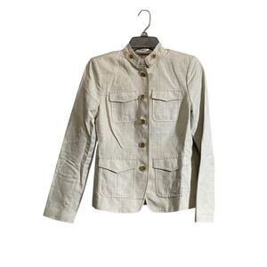 Banana Republic Sz 4Utility Field Jacket Linen Blend Pockets Safari EUC